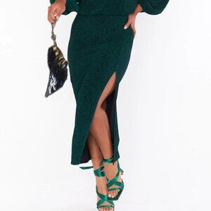 Show Me Your Mumu Miracle Midi Skirt | Emerald Shimmy | Shine Medium